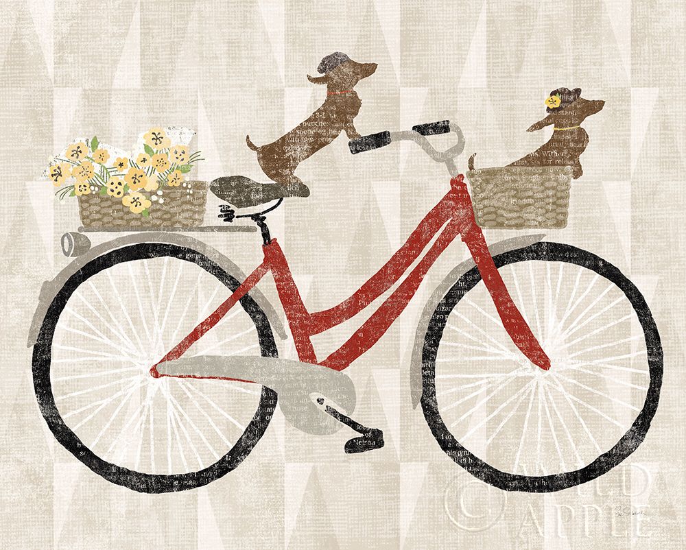 Wall Art Painting id:193171, Name: Doxie Ride ver I Red Bike, Artist: Schlabach, Sue