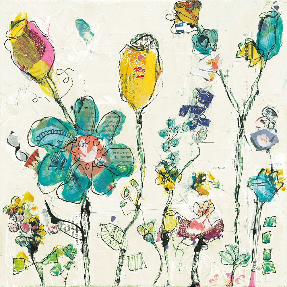 Wall Art Painting id:195180, Name: Doodle Garden Cream, Artist: Day, Kellie