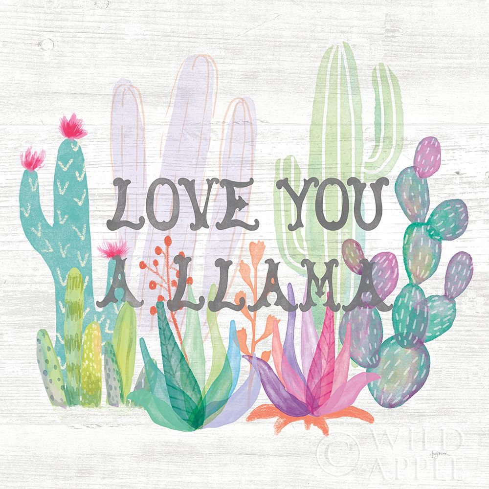 Art Print: Lovely Llamas Cactus Love