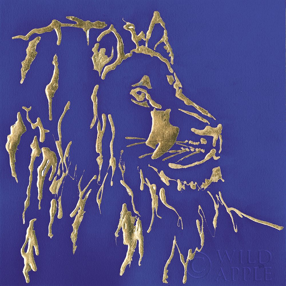 Wall Art Painting id:220465, Name: Gilded Lion Indigo, Artist: Paschke, Chris