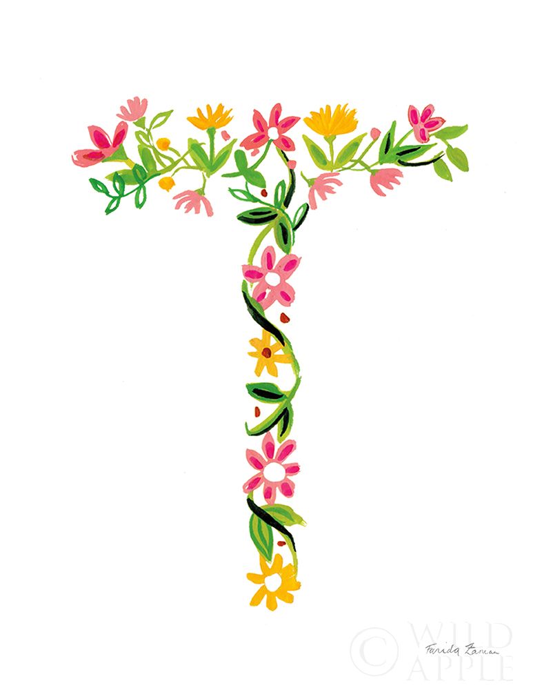 Wall Art Painting id:231315, Name: Floral Alphabet Letter XX, Artist: Zaman, Farida