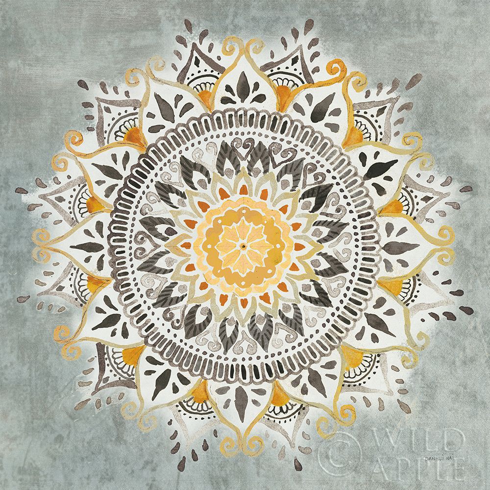 Wall Art Painting id:227489, Name: Mandala Delight I Yellow Grey, Artist: Nai, Danhui