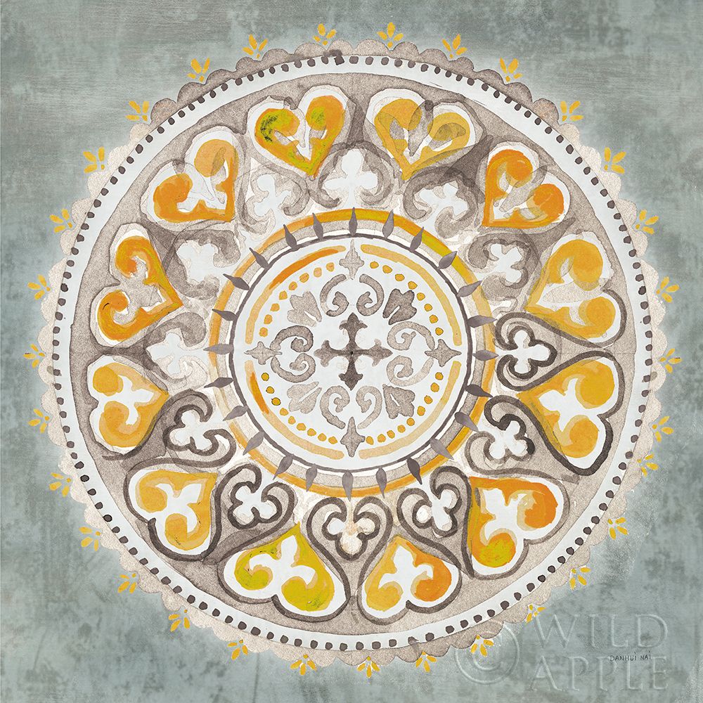 Wall Art Painting id:227488, Name: Mandala Delight III Yellow Grey, Artist: Nai, Danhui