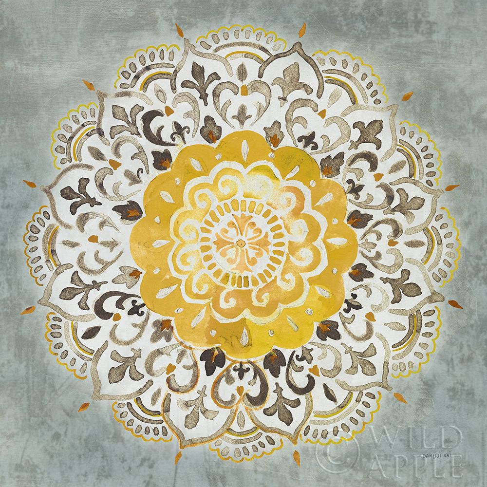 Wall Art Painting id:227486, Name: Mandala Delight IV Yellow Grey, Artist: Nai, Danhui