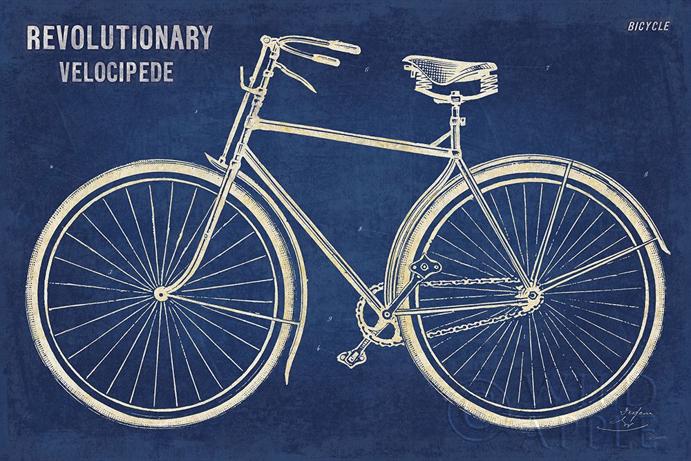 Wall Art Painting id:231484, Name: Blueprint Bicycle, Artist: Schlabach, Sue