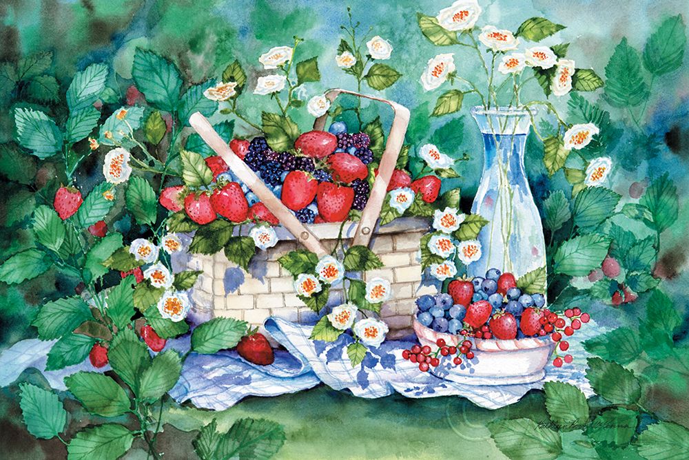 Wall Art Painting id:231522, Name: Strawberry Picnic, Artist: McKenna, Kathleen Parr