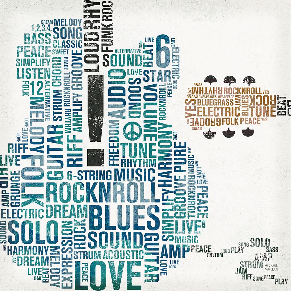 Art Print: Type Guitar Colorful Square II