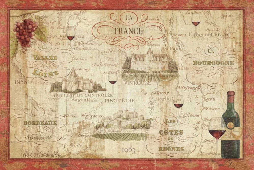 Wall Art Painting id:17609, Name: Wine Map, Artist: Brissonnet, Daphne