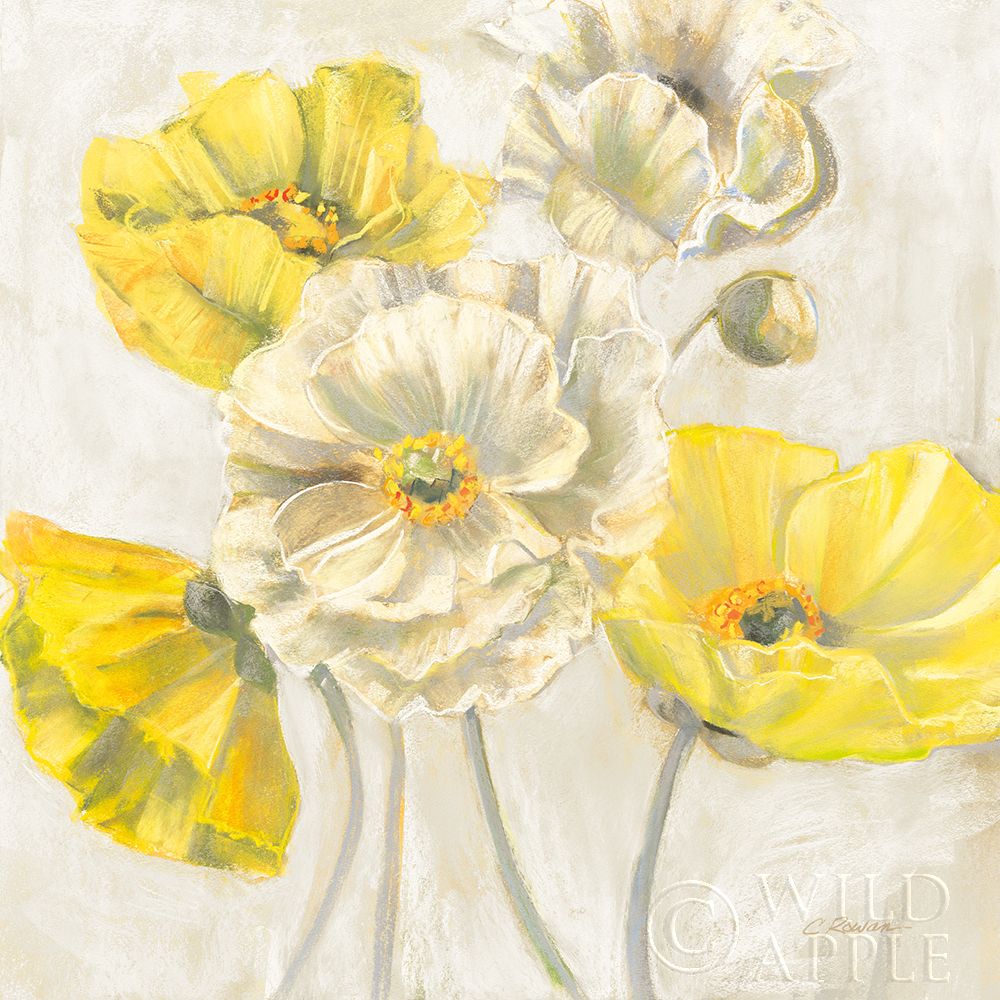 Wall Art Painting id:277818, Name: Gold and White Contemporary Poppies Neutral, Artist: Rowan, Carol