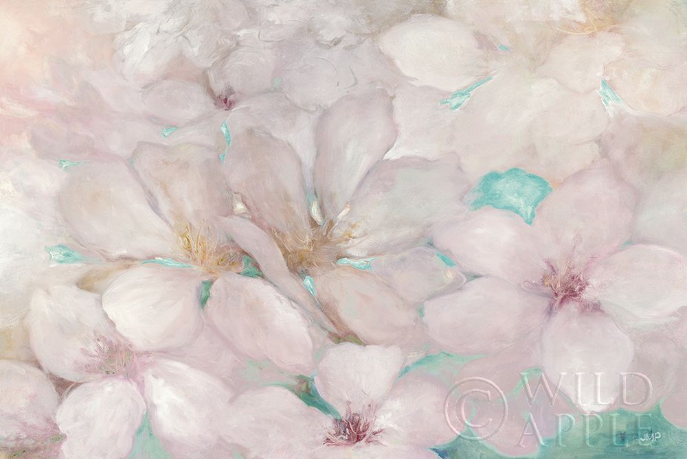 Wall Art Painting id:281938, Name: Apple Blossoms Teal, Artist: Purinton, Julia