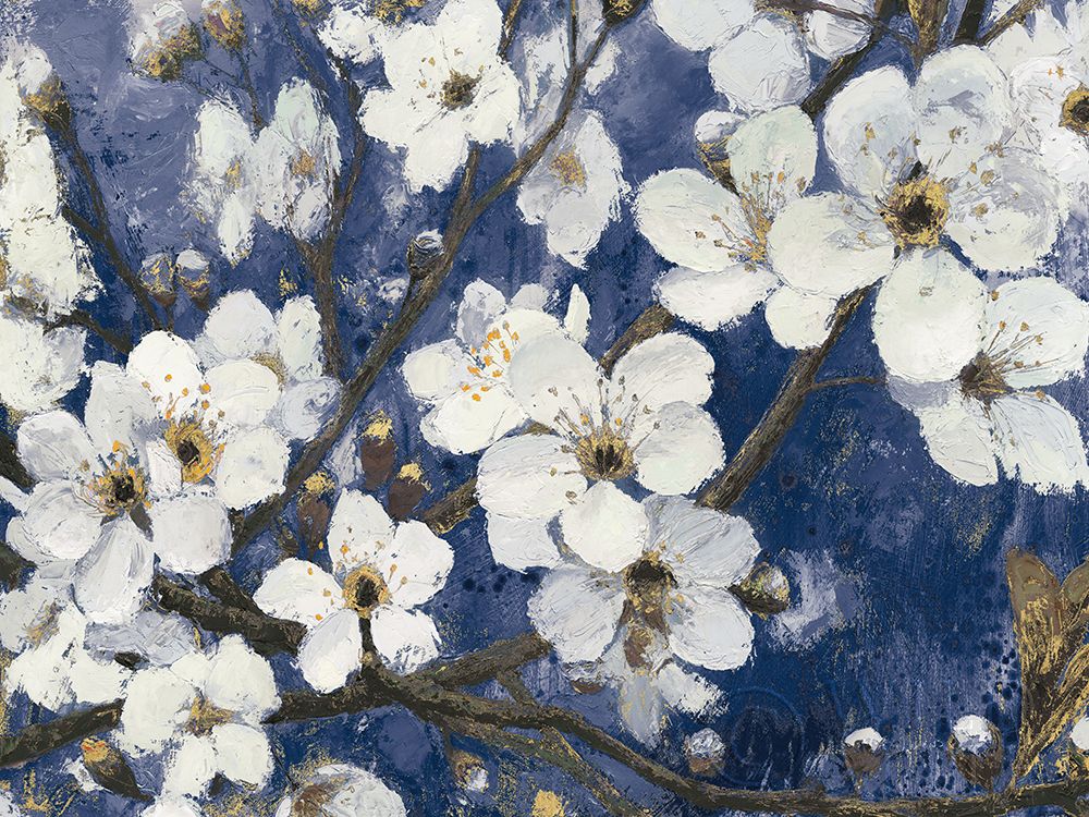 Wall Art Painting id:281945, Name: Cherry Blossoms I Indigo Crop, Artist: Wiens, James