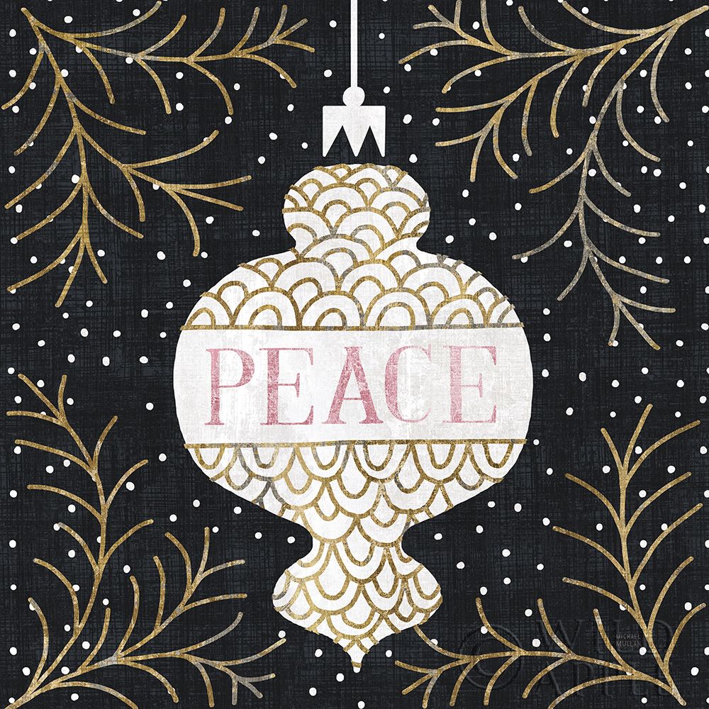 Wall Art Painting id:281909, Name: Jolly Holiday Ornaments Peace Metallic, Artist: Mullan, Michael