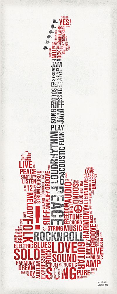 Art Print: Type Guitar Colorful I