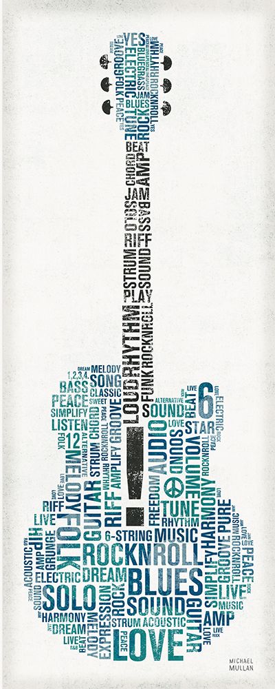 Art Print: Type Guitar Colorful II