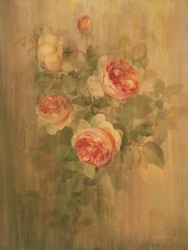 Wall Art Painting id:686260, Name: Vintage Roses on Green II, Artist: Nai, Danhui