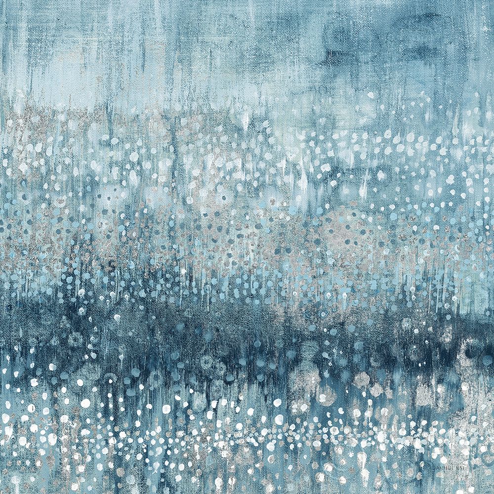 Wall Art Painting id:304785, Name: Rain Abstract IV Blue Silver, Artist: Nai, Danhui