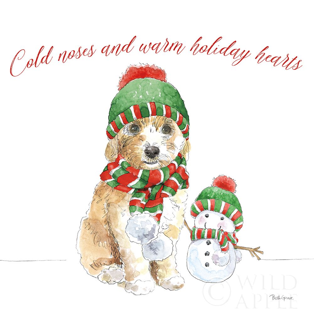 Wall Art Painting id:308491, Name: Holiday Paws IV on White, Artist: Grove, Beth