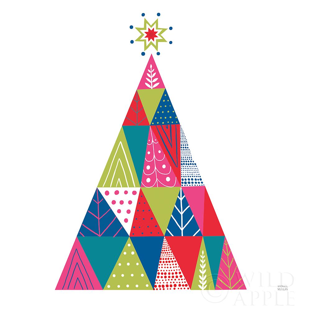 Wall Art Painting id:322414, Name: Geometric Holiday Trees I Bright, Artist: Mullan, Michael