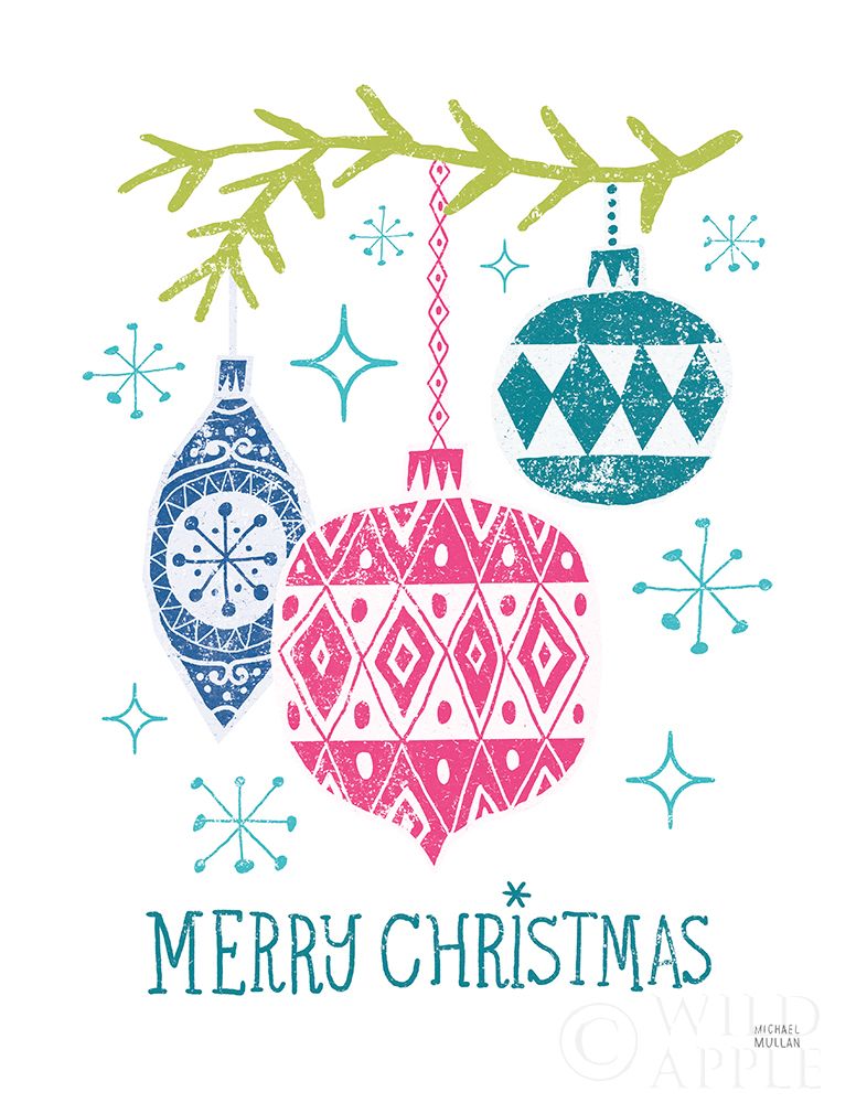 Wall Art Painting id:322418, Name: Merry Christmastime Ornament Bright, Artist: Mullan, Michael