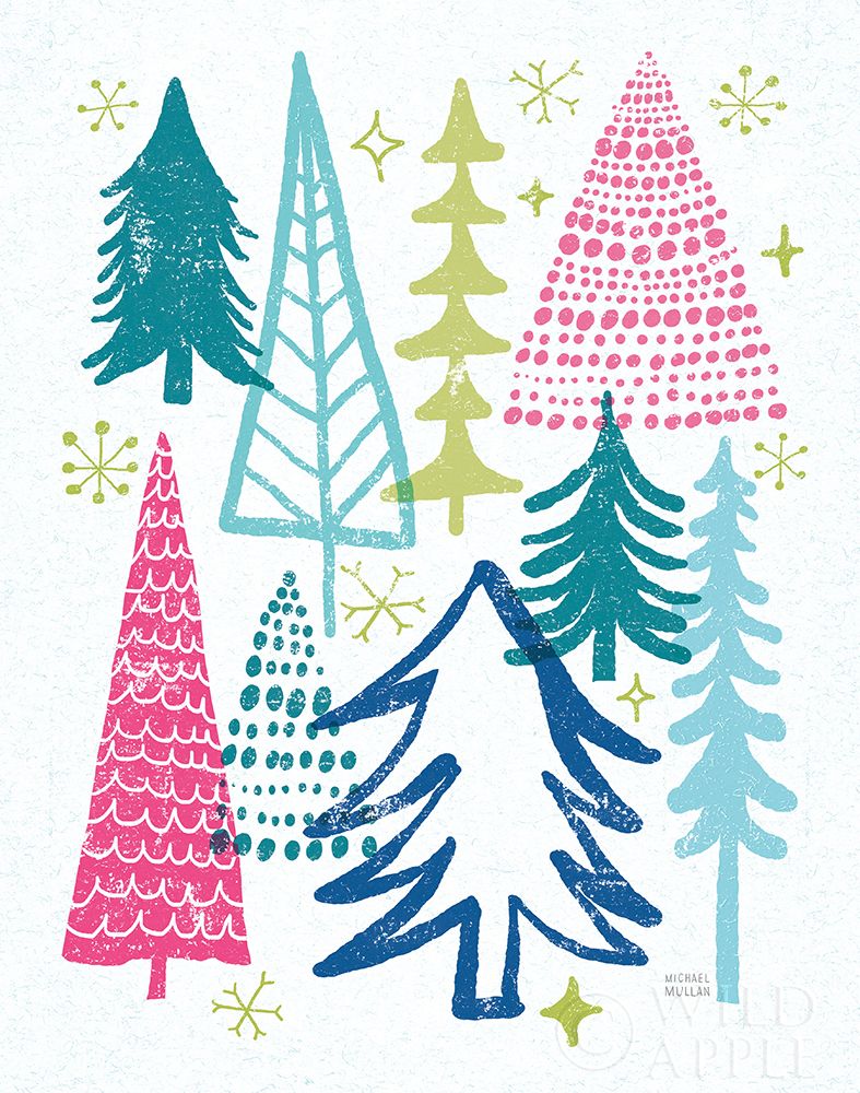Wall Art Painting id:322422, Name: Merry Christmastime Trees Bright, Artist: Mullan, Michael