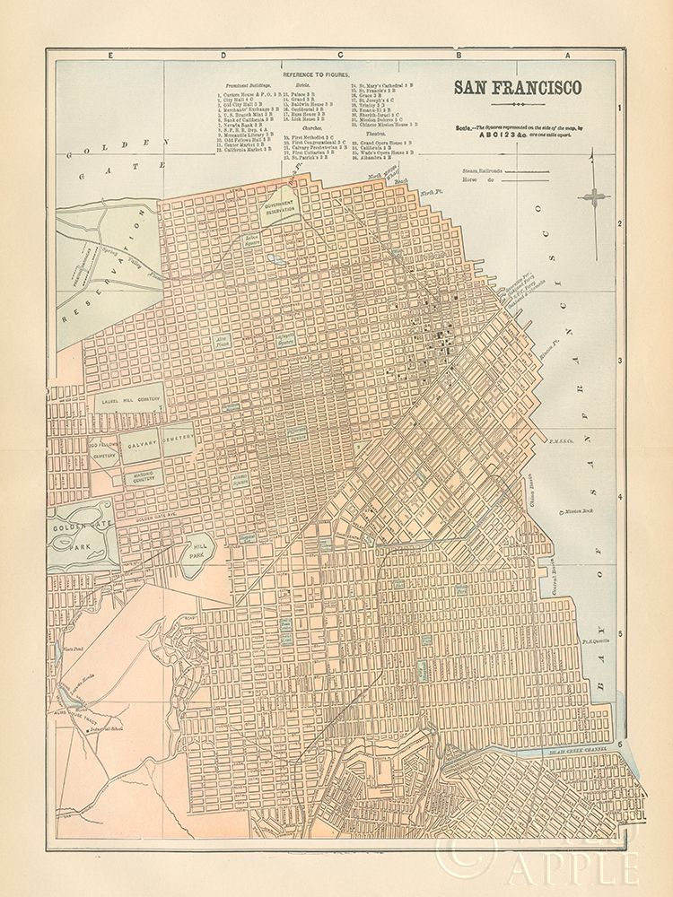 Wall Art Painting id:298113, Name: San Francisco Map, Artist: Wild Apple Portfolio