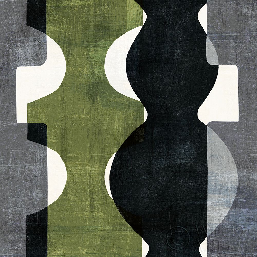 Wall Art Painting id:322543, Name: Geometric Deco II with Green, Artist: Wild Apple Portfolio