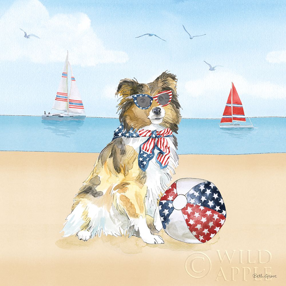 Wall Art Painting id:308675, Name: Summer Paws Patriotic V, Artist: Grove, Beth