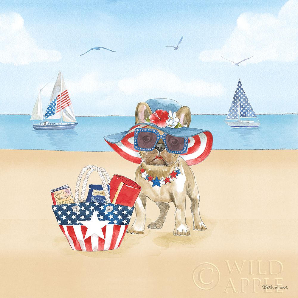 Wall Art Painting id:308677, Name: Summer Paws Patriotic IV, Artist: Grove, Beth