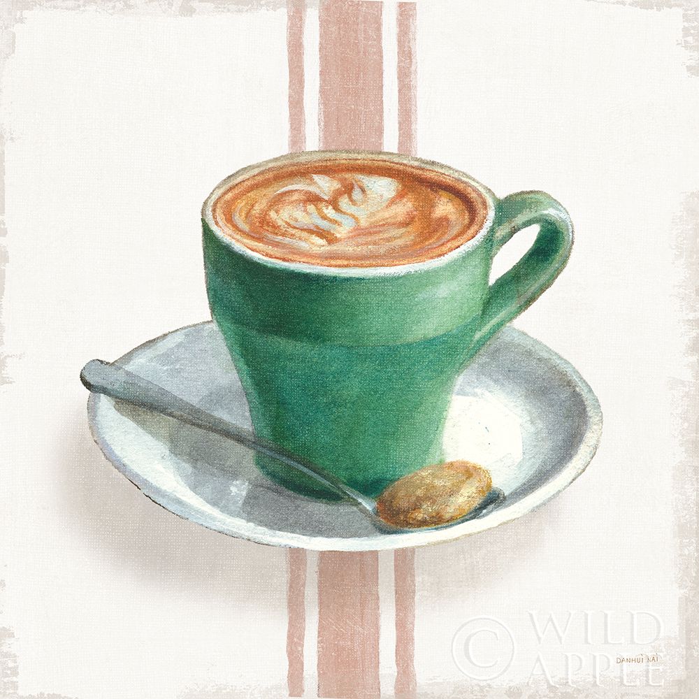 Wall Art Painting id:329610, Name: Wake Me Up Coffee II with Stripes, Artist: Nai, Danhui