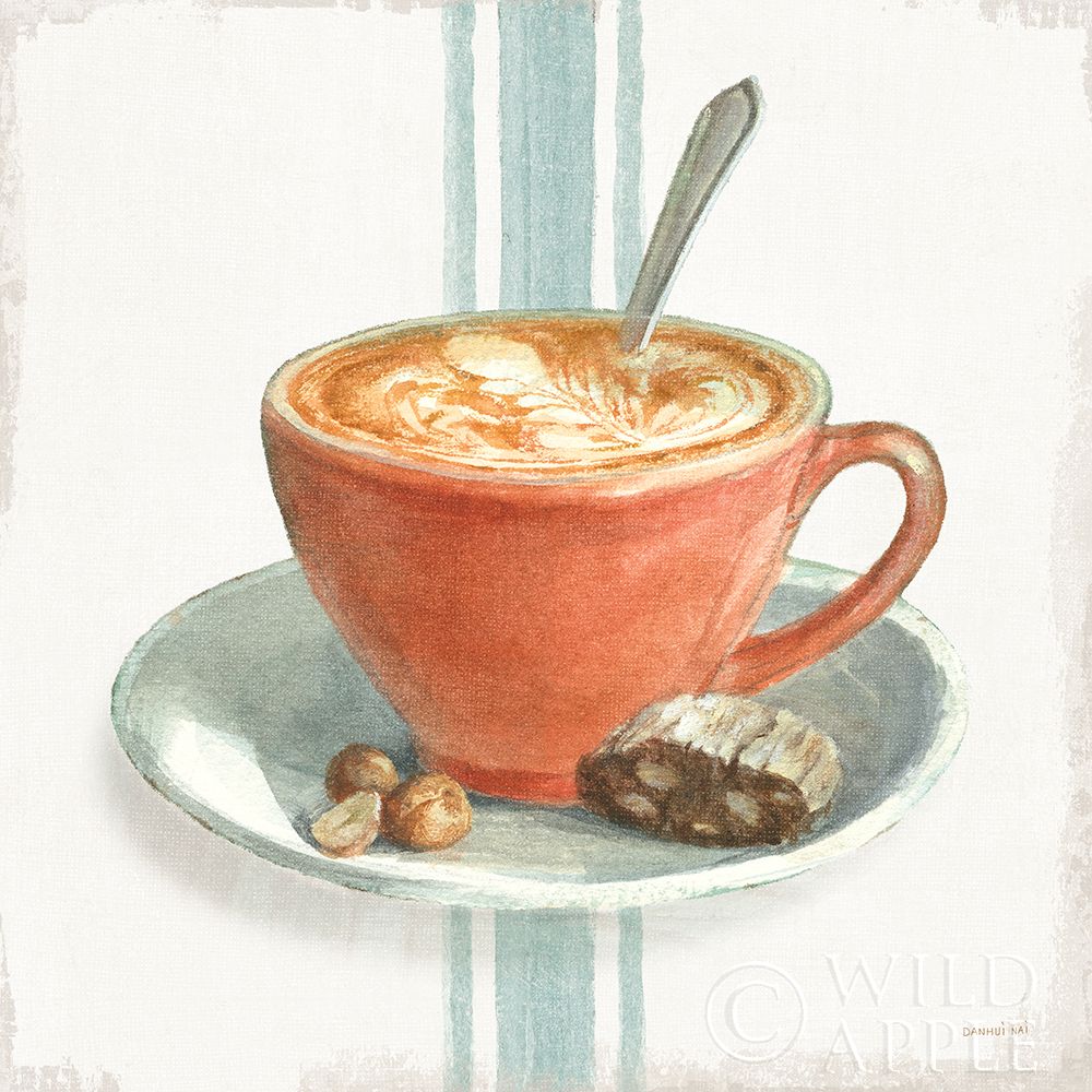 Wall Art Painting id:329611, Name: Wake Me Up Coffee III with Stripes, Artist: Nai, Danhui