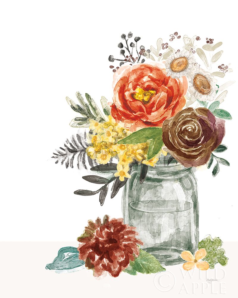 Wall Art Painting id:337638, Name: Flower Fest V Green Jar, Artist: Urban, Mary