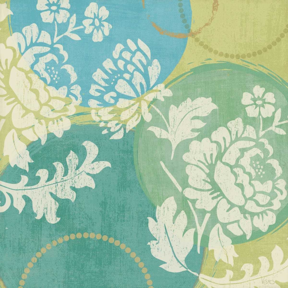 Wall Art Painting id:18672, Name: Floral Decal Turquoise II, Artist: Charron, Veronique