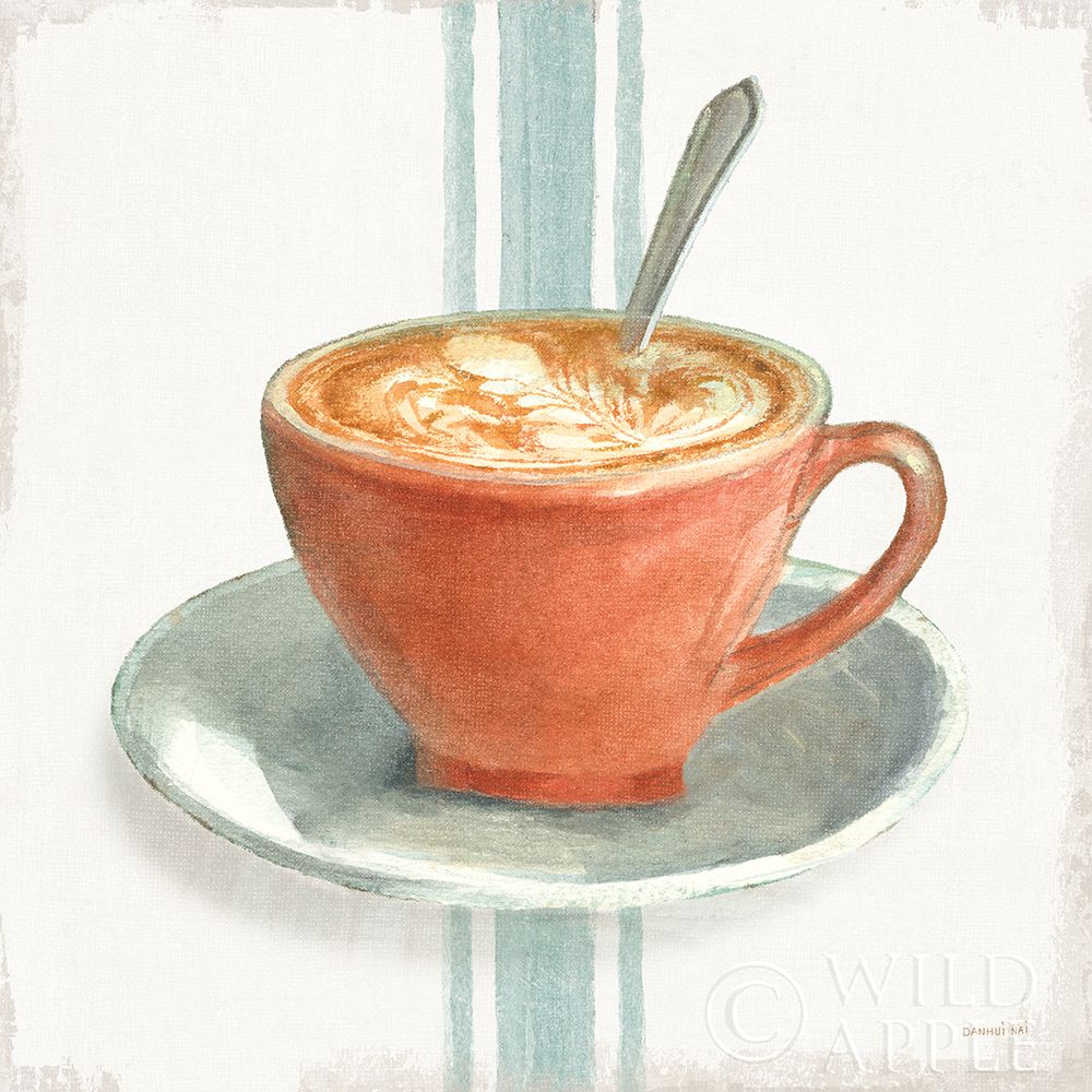 Wall Art Painting id:342900, Name: Wake Me Up Coffee III With Stripes No Cookie, Artist: Nai, Danhui