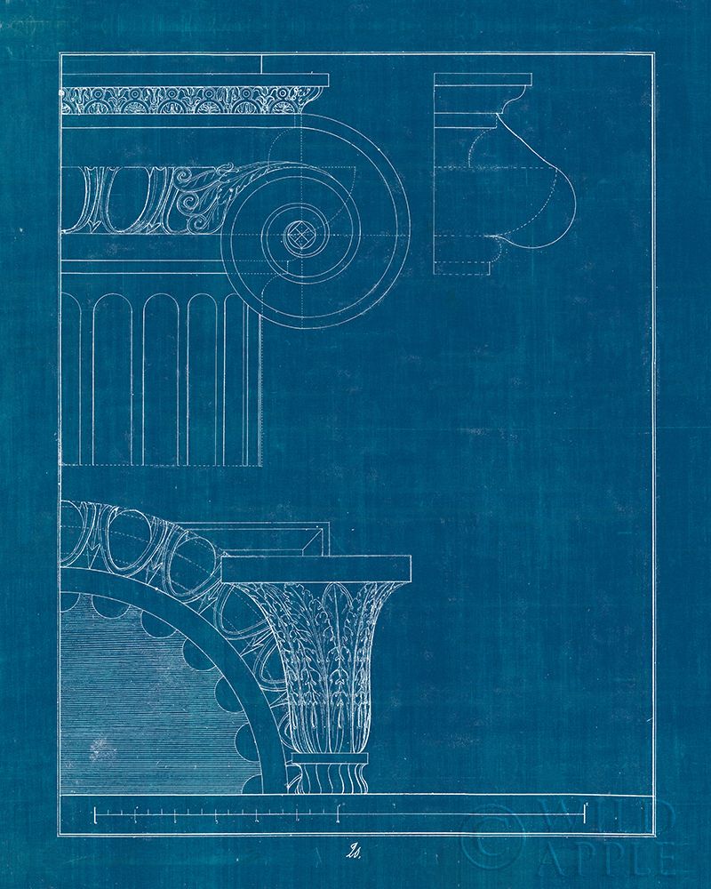 Wall Art Painting id:353605, Name: Architectural Columns II Blueprint, Artist: Wild Apple Portfolio