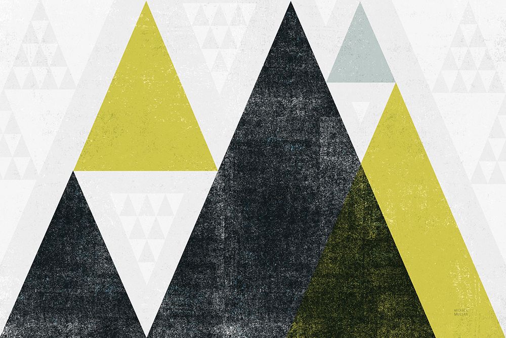 Wall Art Painting id:472723, Name: Mod Triangles I Yellow Black, Artist: Mullan, Michael