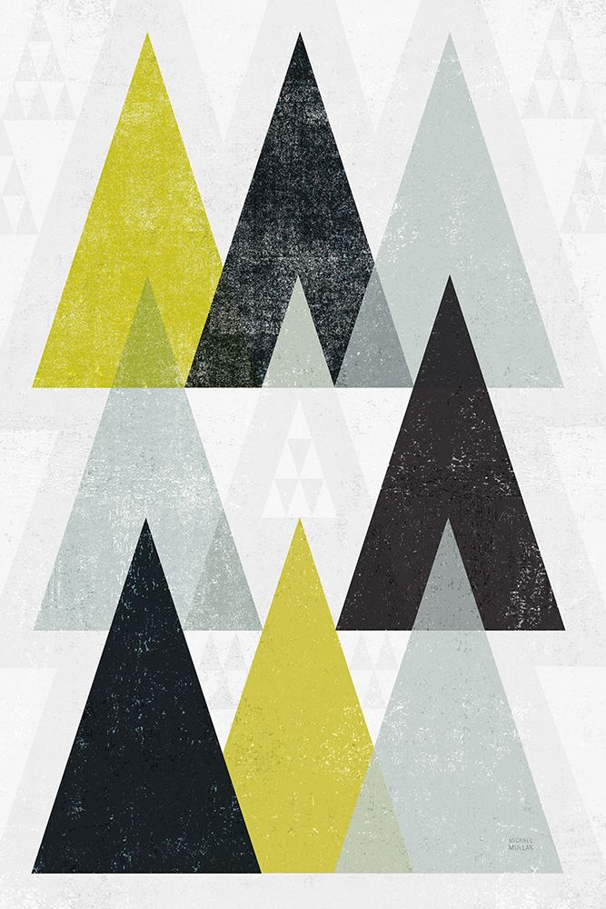 Wall Art Painting id:472725, Name: Mod Triangles IV Yellow Black, Artist: Mullan, Michael