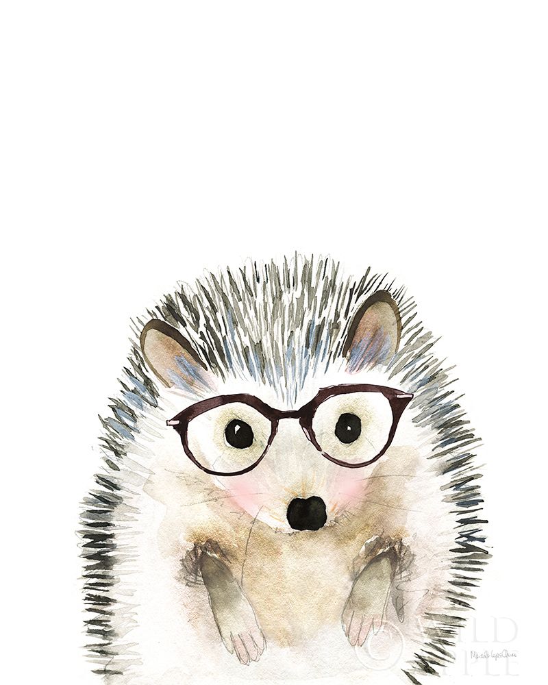 Wall Art Painting id:356135, Name: Hedgehog in Glasses, Artist: Charro, Mercedes Lopez