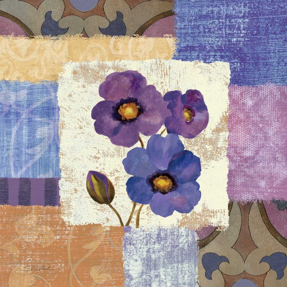 Wall Art Painting id:17920, Name: Tiled Poppies II - Purple, Artist: Vassileva, Silvia
