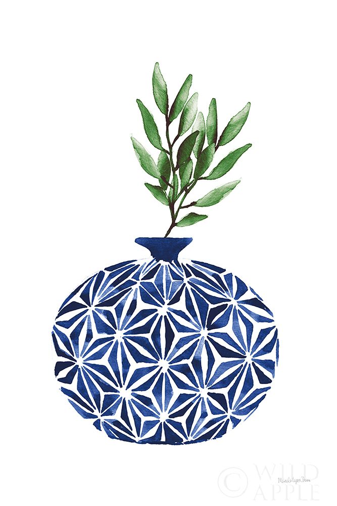 Wall Art Painting id:390802, Name: Cobalt Geometric Vases IV, Artist: Charro, Mercedes Lopez