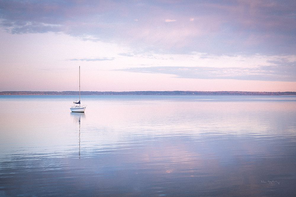 Wall Art Painting id:472800, Name: Sailboat in Bellingham Bay I Vignette, Artist: Majchrowicz, Alan