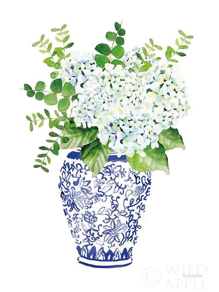 Wall Art Painting id:426771, Name: Chinoiserie Hydrangea I, Artist: Charro, Mercedes Lopez