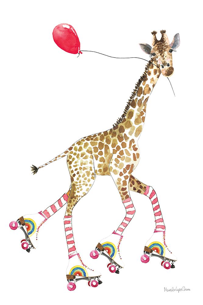 Wall Art Painting id:443139, Name: Giraffe Joy Ride II, Artist: Charro, Mercedes Lopez