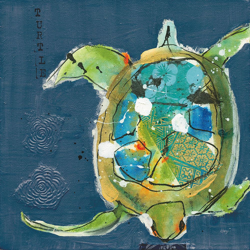 Art Print: Chentes Turtle on Blue