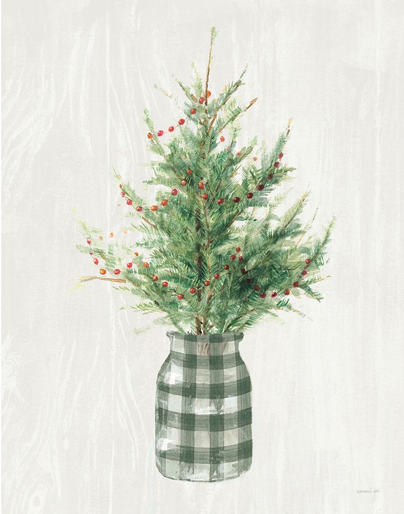 Wall Art Painting id:472971, Name: White and Bright Christmas Tree II Plaid, Artist: Nai, Danhui