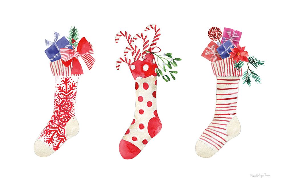 Wall Art Painting id:451677, Name: Decked Out Stockings, Artist: Charro, Mercedes Lopez