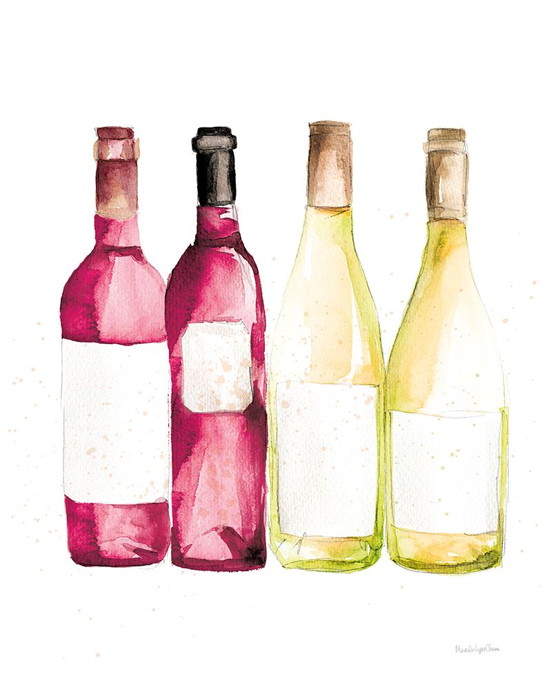 Wall Art Painting id:479470, Name: Pop the Cork III Red and White Wine, Artist: Charro, Mercedes Lopez