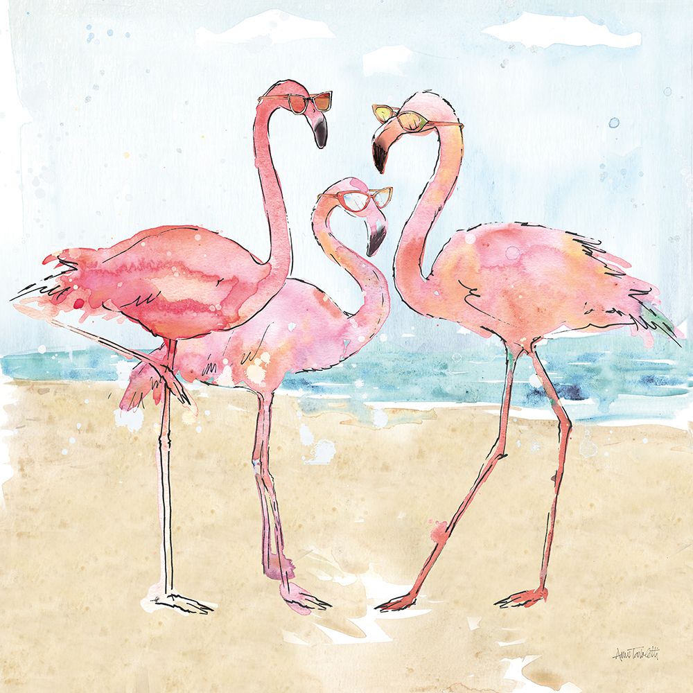 Wall Art Painting id:511216, Name: Flamingo Fever Beach, Artist: Tavoletti, Anne