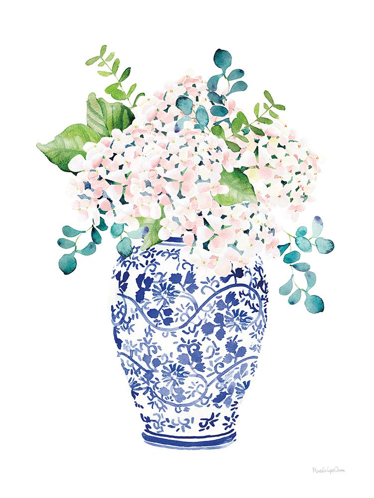 Wall Art Painting id:536539, Name: Chinoiserie Hydrangea II Blush, Artist: Charro, Mercedes Lopez