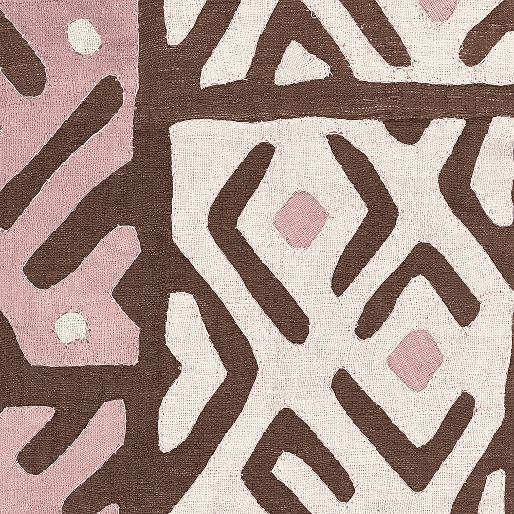 Wall Art Painting id:542151, Name: Kuba Cloth I Sq I Pink and White, Artist: Wild Apple Portfolio