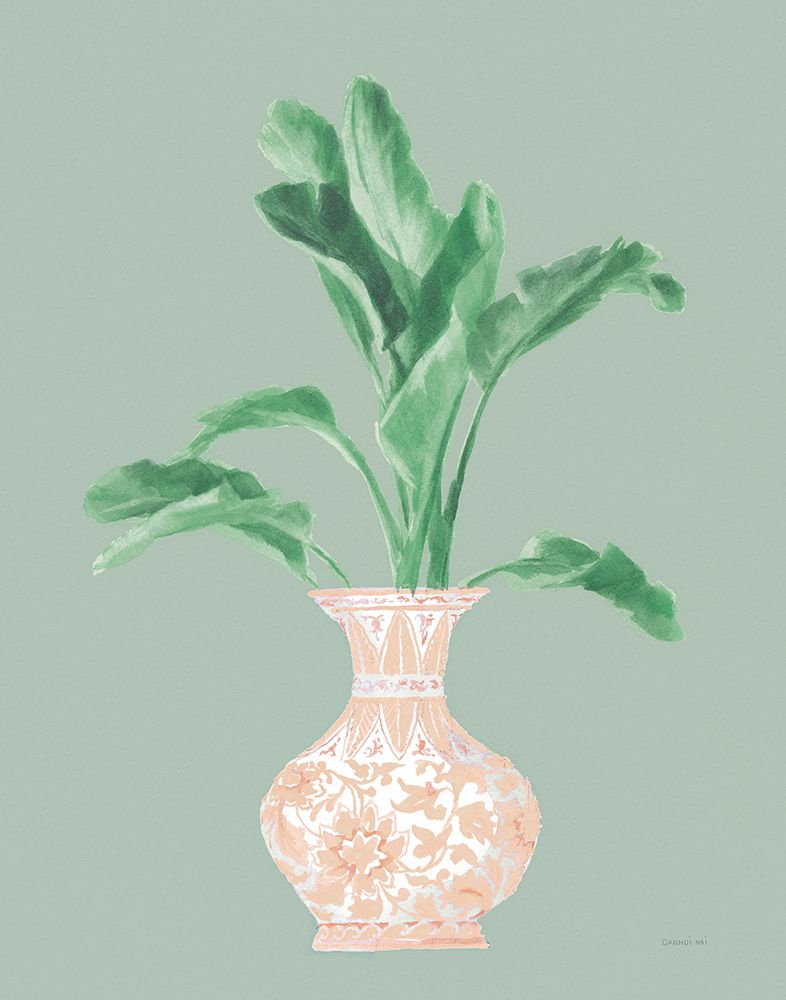 Wall Art Painting id:546743, Name: Palm Chinoiserie I Pink Green v2, Artist: Nai, Danhui